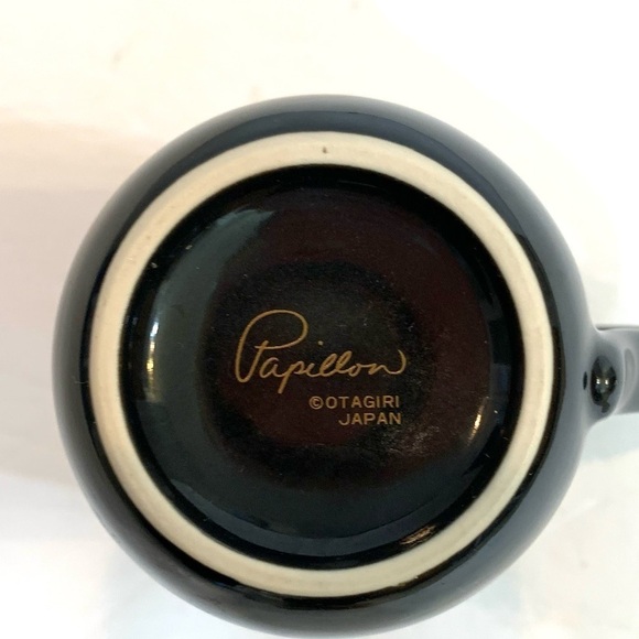 Otagiri Japan Papillon Black Porcelain Coffee Cup Mug Gold Leaf Butterfly - Picture 4 of 5